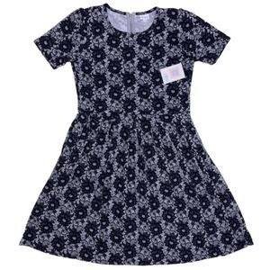 LuLaRoe Womens‎ Dress Size 2XL Amelia Black White Lace Print Floral 2X XXL NWT